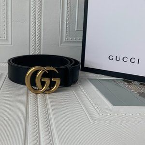 Leather belts with double G buckle